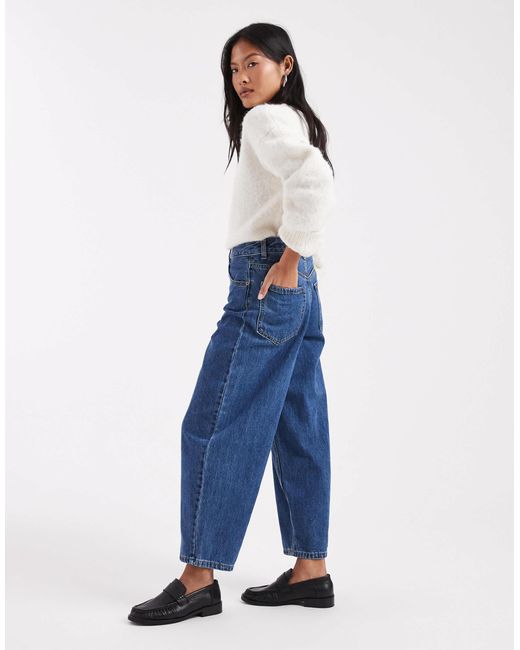 Vero Moda Blue Billie High Rise Barrel Leg Jeans
