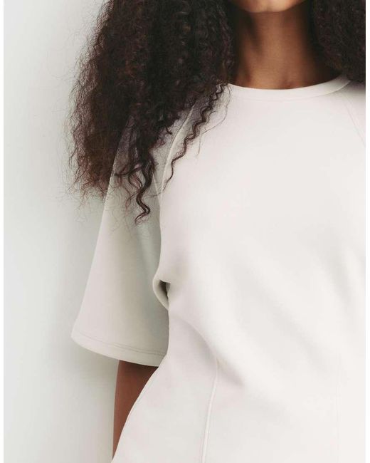 Pull&Bear White Short Sleeve Sweatshirt