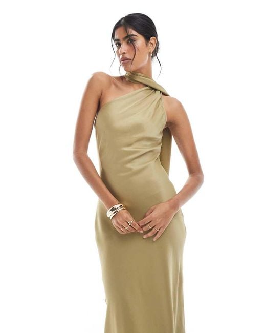 Maids To Measure Metallic Bridesmaid One Shoulder Scarf Maxi Dress