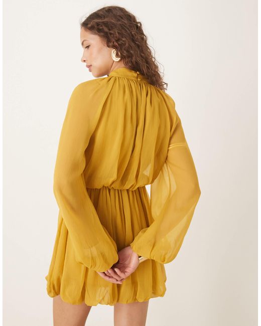 ASOS Yellow – langärmliges blouson-minikleid