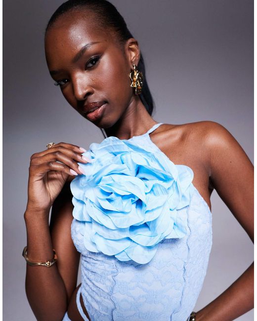 ASOS Blue Corsage Lace Maxi Dress