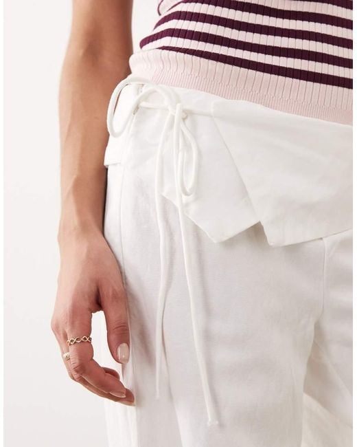 Mango Pink Teen Folded Waist Straight Trouser