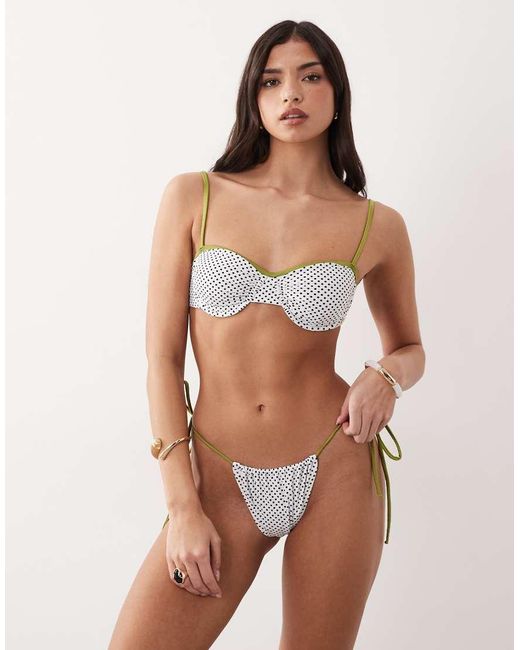Candypants White Underwire Bikini Top With Contrast Trim