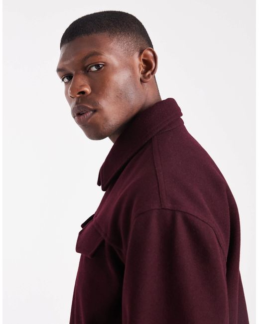 ASOS ‒ harrington-jacke mit wolloptik in Red für Herren
