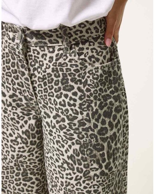 PixieGirl White Petite Leopard Print Wide Leg Jeans