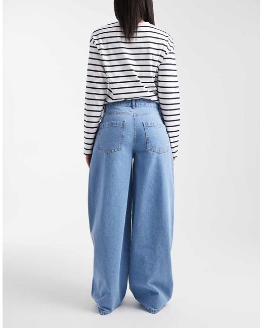 Vaqueros Boyfriend De Corte Holgado Extragrande Con Acabado Descolorido De -Azul ASOS de color Blue