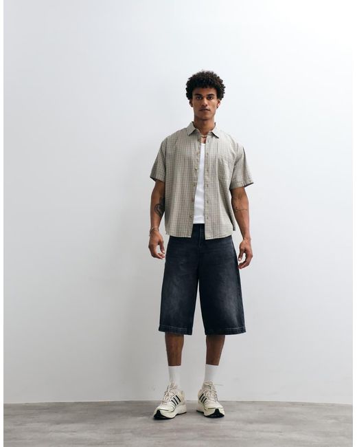 Obey Blue Bigwig Ian Woven Short Sleeve Stripe Shirt for men