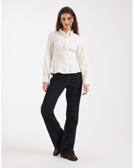 Miss Selfridge White Pleat Detail Fitted Shirt