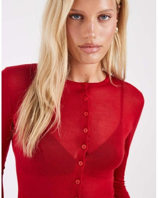 ASOS Red Sheer Second Skin Cardigan