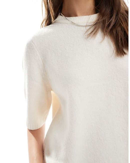 Vero Moda Rechte Zachte Gebreide Top Met Korte Mouwen in het White