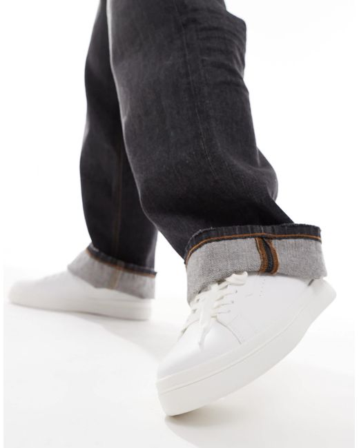 Pull&Bear Blue Back Tab Beige Trainer for men