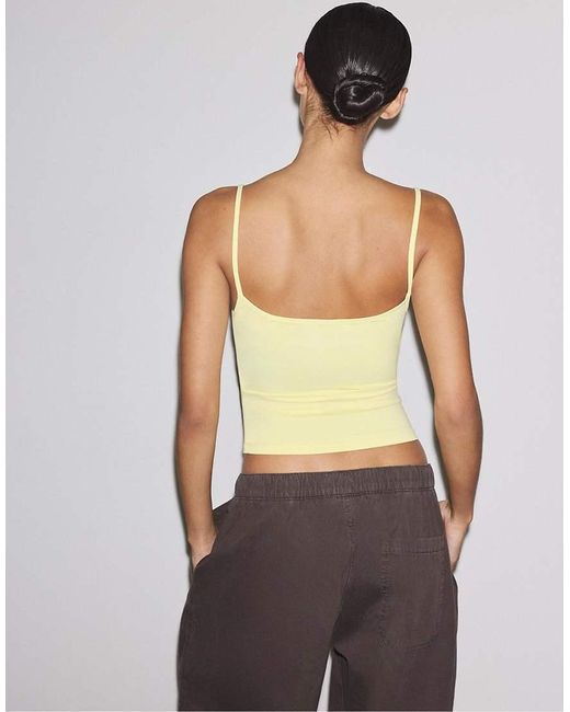 Stradivarius Yellow Strappy Polyamide Top