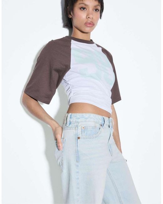 Stradivarius Blue Petite D92 Straight Wide-leg Jeans