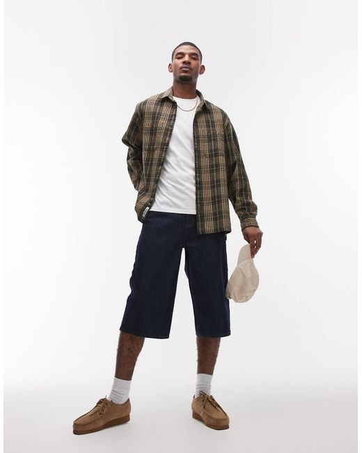 Pantalones Cortos Vaqueros Azules De Largo Medio Con Lavado Crudo De Asos Design Topman de hombre de color Blue