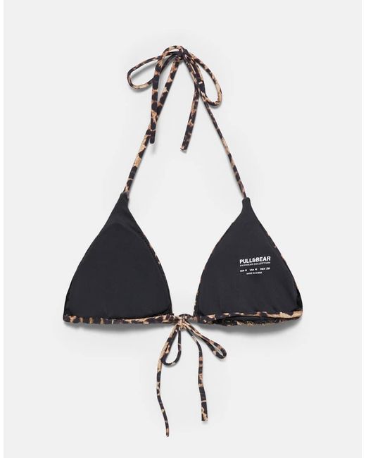 Pull&Bear Brown Leopard Print Triangle Bikini Top