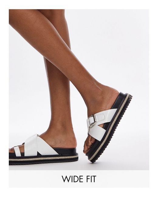 TOPSHOP White Wide Fit Jenny Espadrille Sandal With Buckle Detail