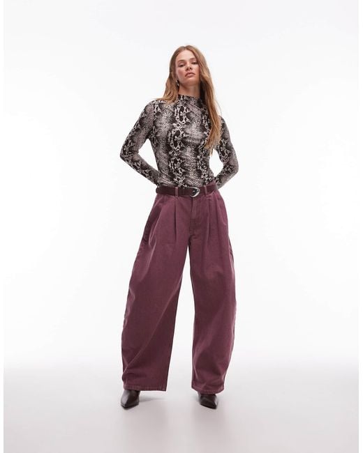& Other Stories Red Jersey Top Side Ruche With Long Sleeves