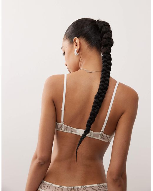 Weekday Natural Mesh Lace Scoop Triangle Bralet