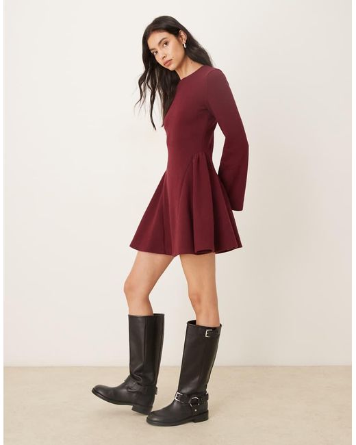 ASOS Red Supersoft Long Sleeve Godet Mini Dress