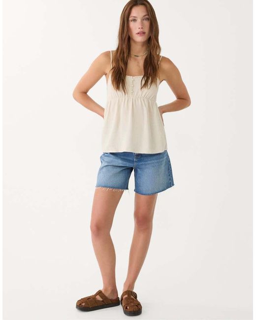 Stradivarius White Strappy Top With Linen