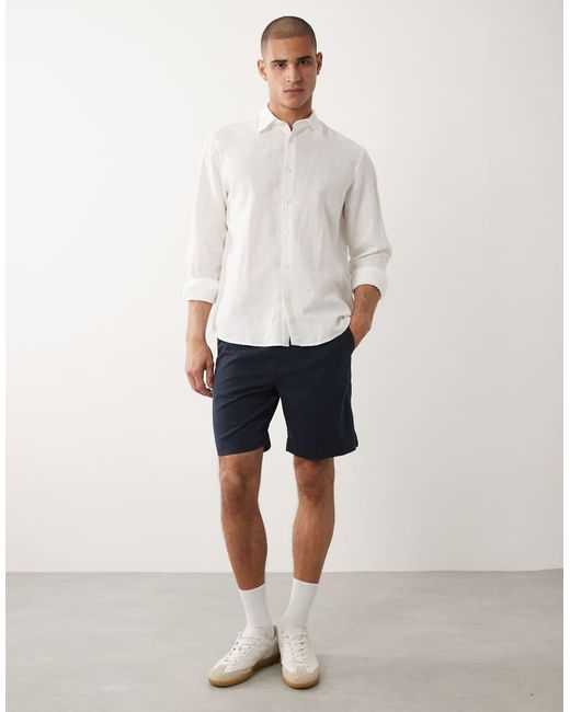 SELECTED Natural Linen Blend Long Sleeved Shirt for men