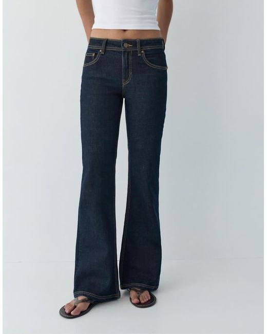 Pull&Bear Blue Low-Rise Boot-Cut Jeans