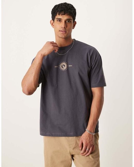 ASOS Gray Oversized T-shirt With Celestial Graphic for men