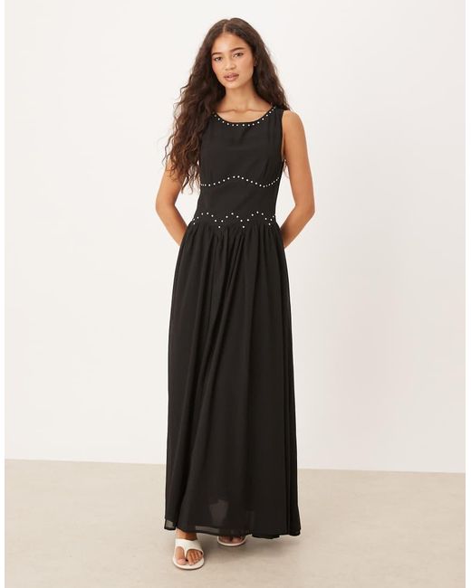 Never Fully Dressed Maxi-Jurk Met Studs in het Black