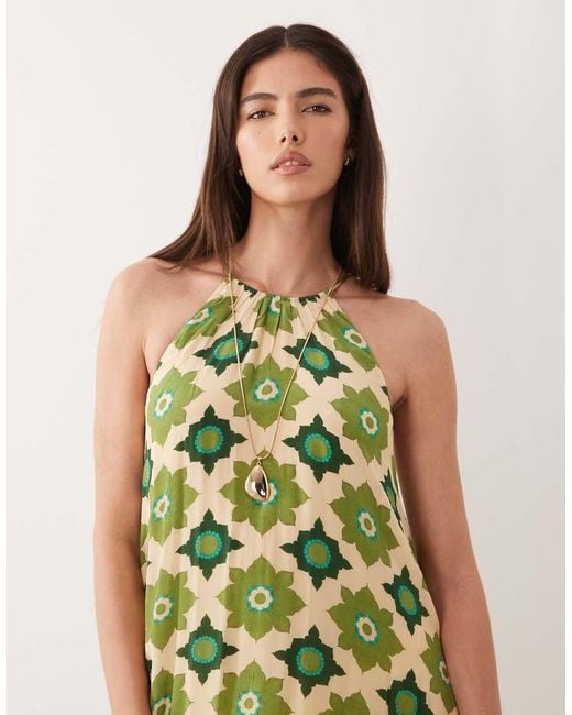 Nobody's Child Green Sara Halter Neck A Line Maxi Dress