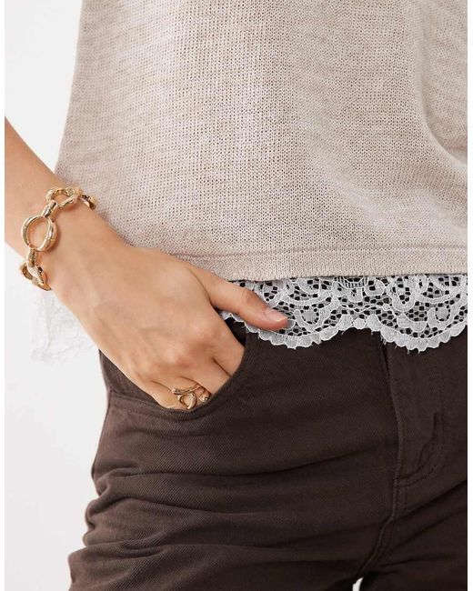 Jdy White Lace Detail Knitted Singlet
