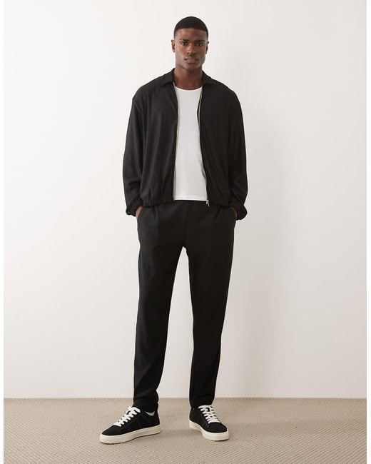 ASOS Geribbelde Slim-Fit Joggingbroek in het Black voor heren