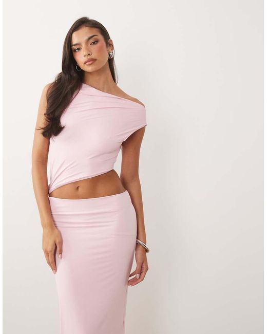 Oh Polly Pink Premium Jersey Asymmetric Drape Cut Out Detail Maxi Dress