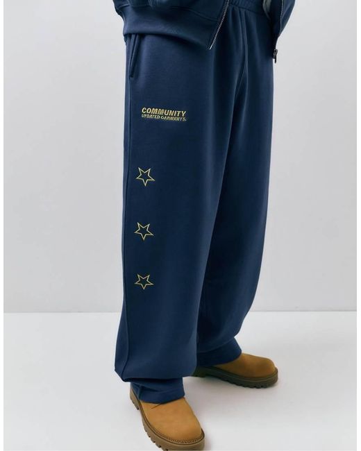 Pull&Bear Blue Stwd Sweatpants for men