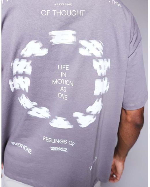 Camiseta Gris Carbón Extragrande Con Estampado Gráfico Deportivo De ASOS de hombre de color Purple