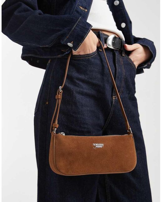 Tommy Hilfiger Blue Real Suede Shoulder Bag