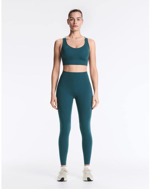 Oysho Blue Medium-Support Compressive Bra With Cups
