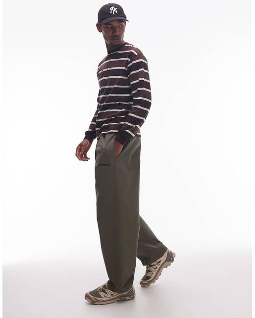 No Problemo Green Mini Logo Ripstop Pull On Cotton Trousers for men