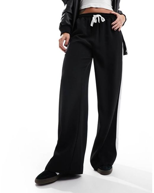 ASOS Black Pull On Trouser With Contrast Panel