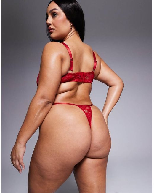 ASOS Red Asos Design Curve Margot Lace Tanga Thong