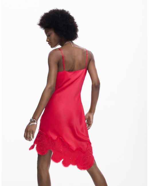 Desigual Red Asymmetrical Slip Dress
