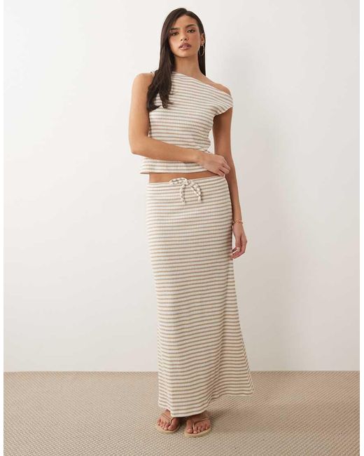 ASOS Natural Textured Off Shoulder Top Co-Ord