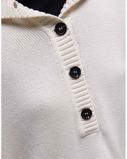 ARKET Gray Knitted Jumper With Large Button Collar