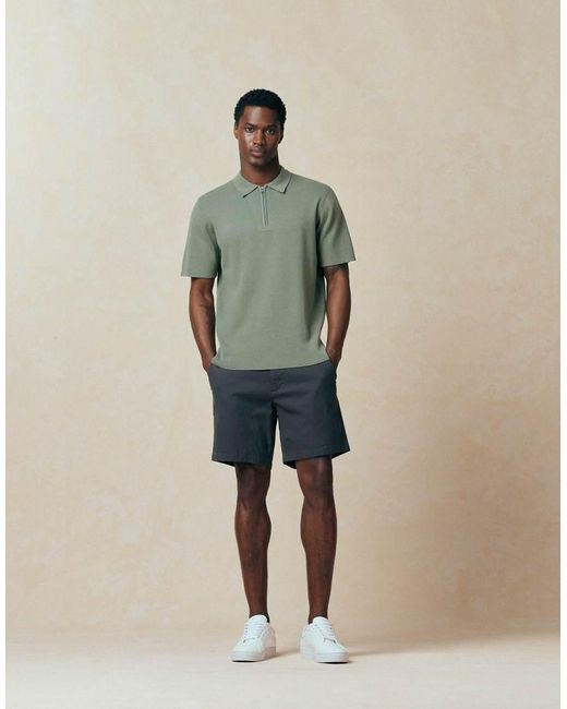 ASOS Green Essential Knitted Cotton Blend Zip Polo for men