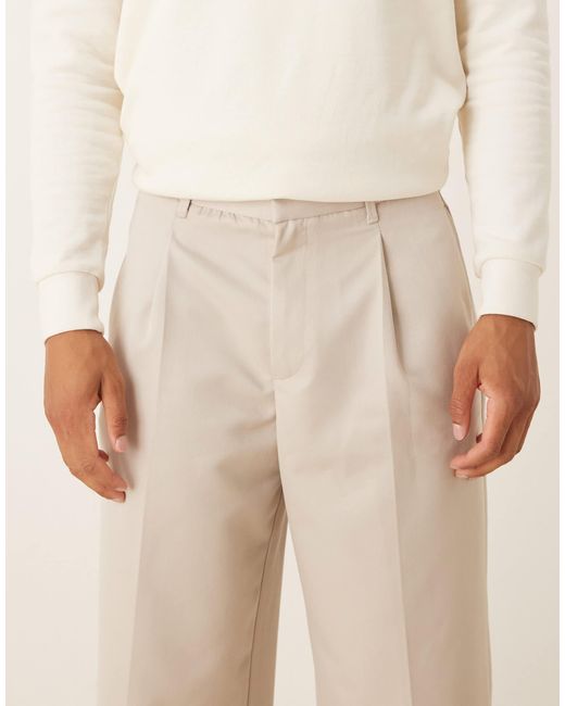 ASOS – elegante hose mit weitem bein in Natural für Herren