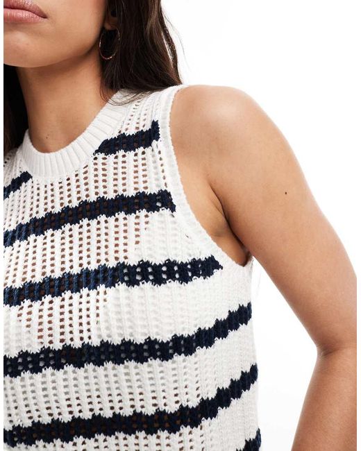 Hollister White Knitted Striped Tank Top And