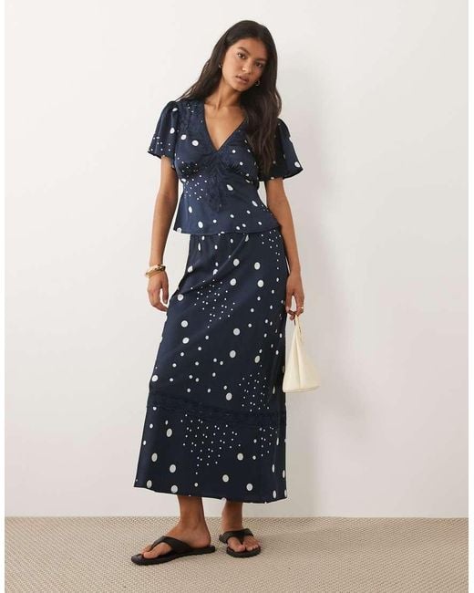 Wednesday's Girl Blue Midaxi Satin Skirt