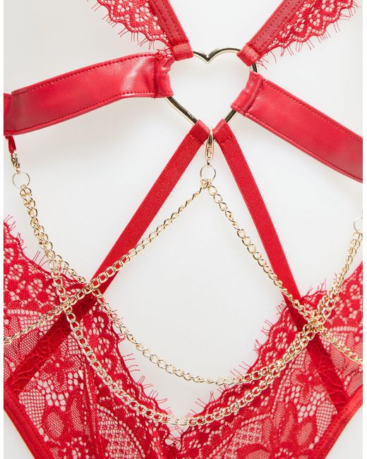 Love mi amor - body ajouré en dentelle avec détail métallique cœur Ann Summers en coloris Red