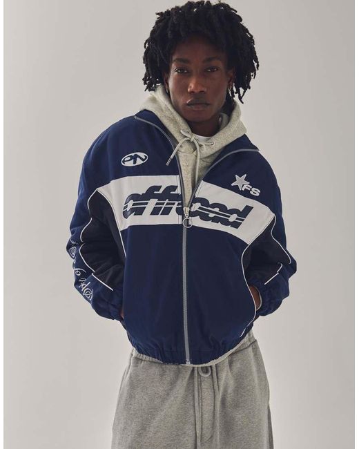 Bershka Blue Sports Print Jacket for men