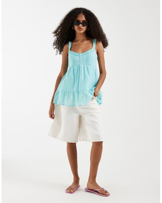 Hollister Blue Longline Babydoll Cami Tunic