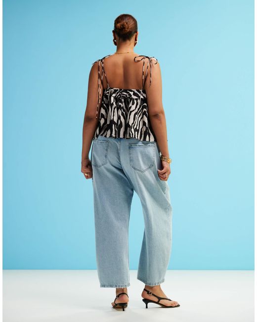 ASOS Blue Asos Design Curve Barrel Leg Jeans